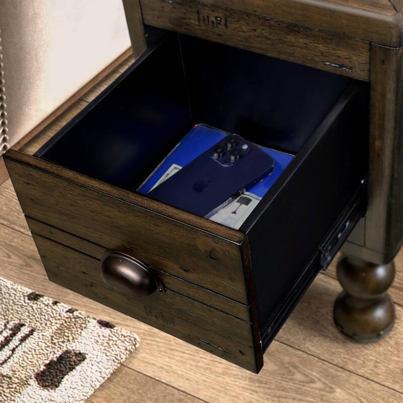 23.6" Rectangle Narrow Side Table with Drawer, Vintage Nightstand
