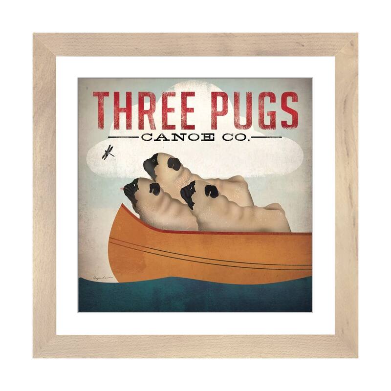 iCanvas "Three Pugs Canoe Co." by Ryan Fowler - Natural - 16x16x1