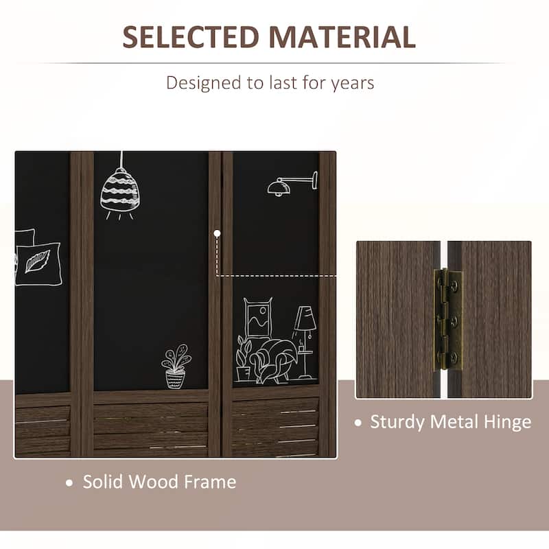 4-Panel Folding Room Divider with Blackboard for Bedroom or Office
