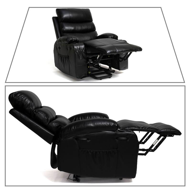Classic Vintage Power Massage and Heating Function PU Upholstered Leisure Recliner with Lift Base