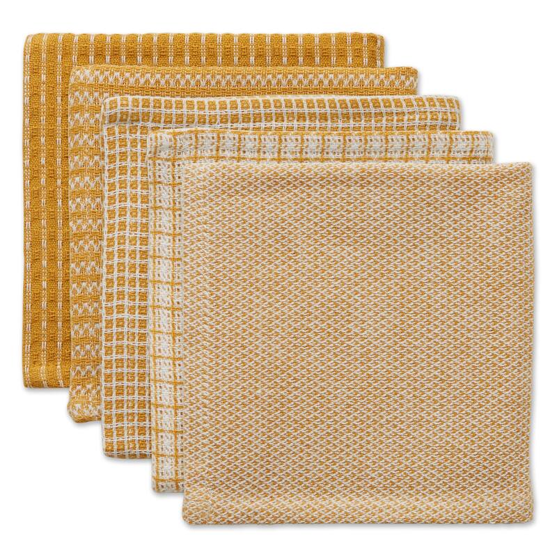 DII Asst Vintage Red Dishcloth (Set of 5) - ASST HONEY GOLD DISHCLOTH SET/5