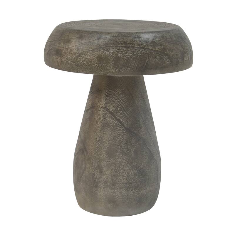 Roomfitters Outdoor MGO Accent End Table, Mushroom-Shaped Patio Table, Weather-Resistant Patio Accent Furniture, Grey