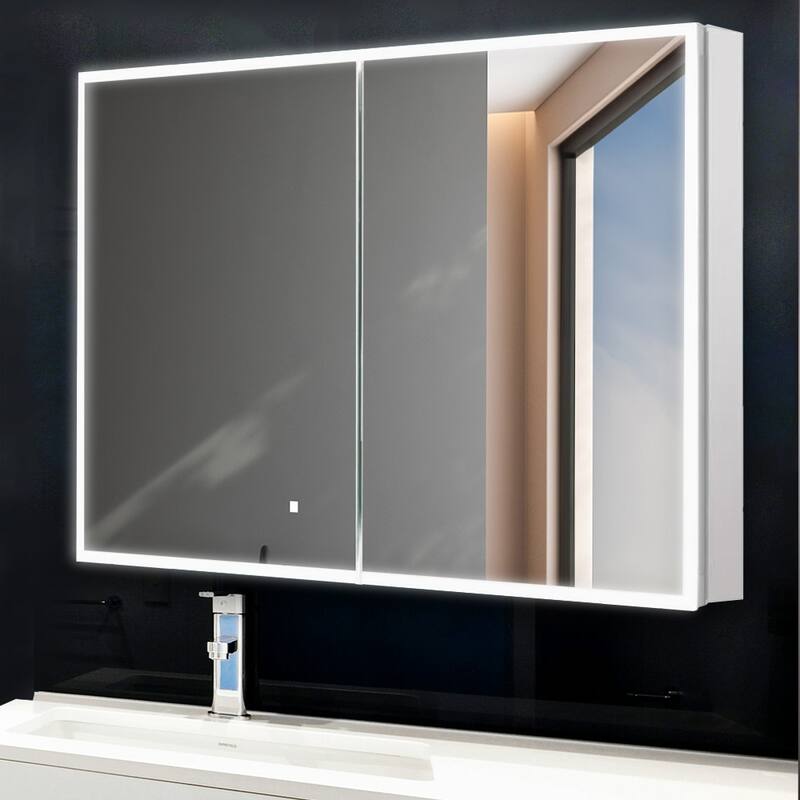 Medicine Cabinet With Light 48W x 32H x 5D - 48"x32" - Clear - 48"x32" - Crystal Finish