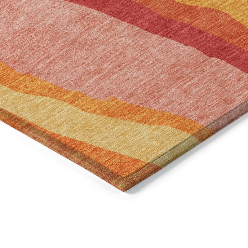Machine Washable Indoor/ Outdoor Abstract Contemporary Chantille Rug