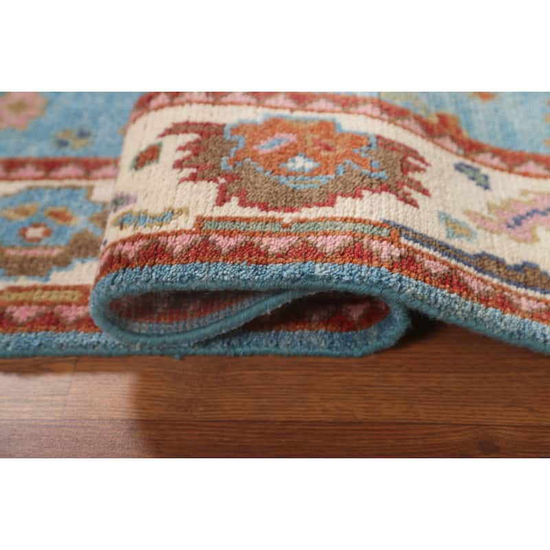 Light Blue Transitional Oushak Oriental Area Rug Handmade Wool Carpet - 4'0"x 5'10"