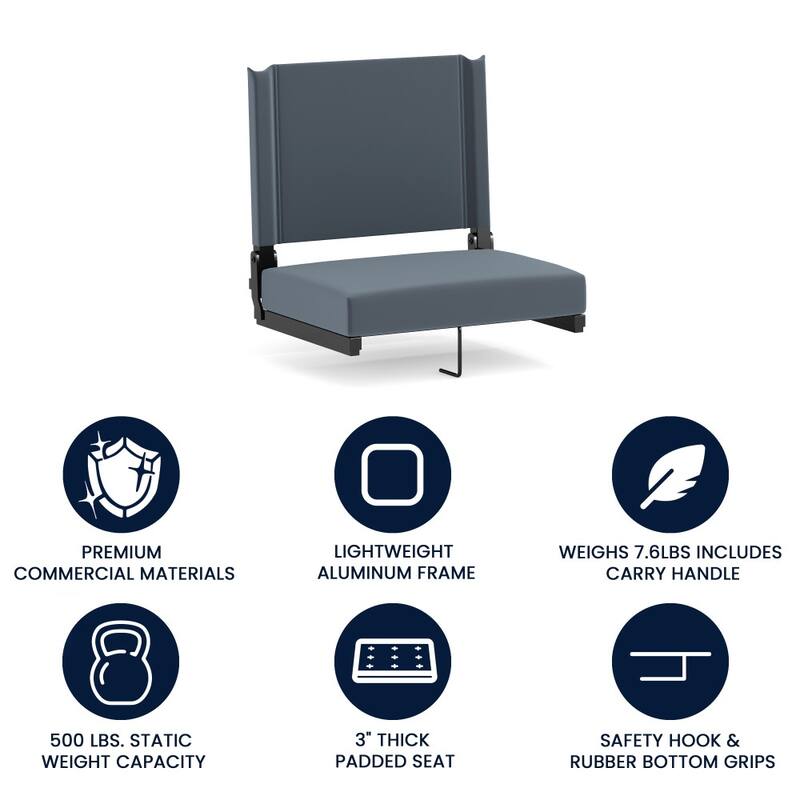 Ultra-Padded Stadium Chair - 18"W x 14"D x 18"H - 18"W x 14"D x 18"H