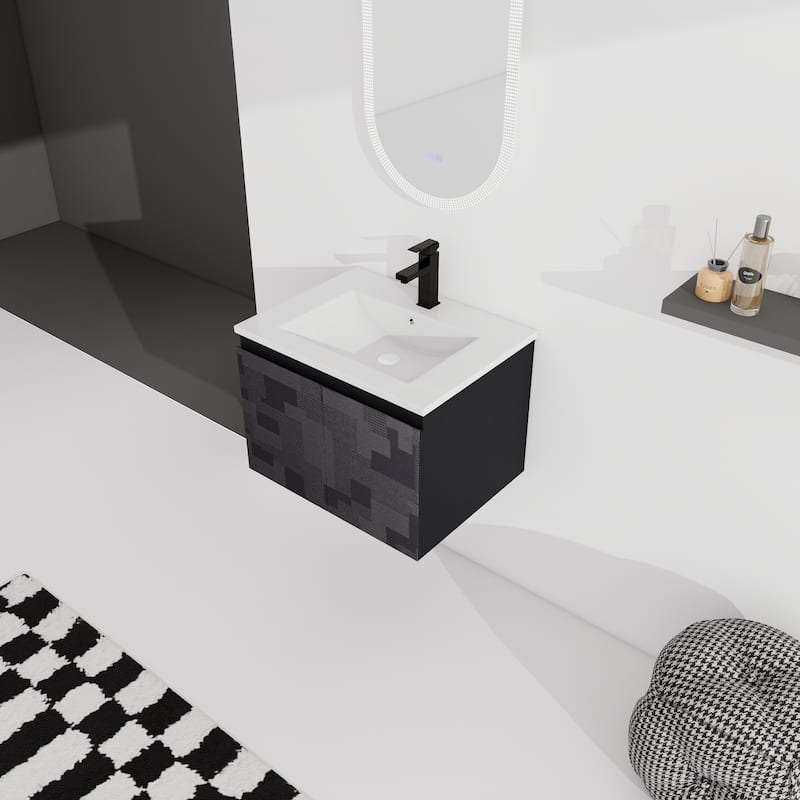 24'' Floating Wall-Mounted Bathroom Vanity With Ceramics Sink & Soft-Close Cabinet Door