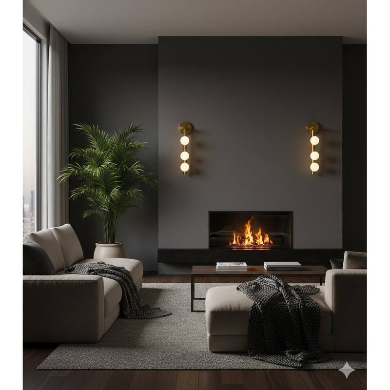 Transitional 3-Light Satin Brass Wall Sconce