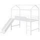 preview thumbnail 27 of 31, Metal House Bed Twin Size Loft Bed for Kids with Slide, Blackboard, Ladder Mosquito Net Brackets and Roof, Fun Platform Bed