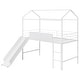 preview thumbnail 3 of 11, Twin Size Metal House Bed Loft Bed With Slide and Two-sided Writable Wooden Board,Solid Construction