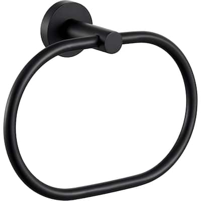(Matte Black) Angle Simple Towel Ring, 304 Stainless Steel Bathroom Rotating Towel Rack