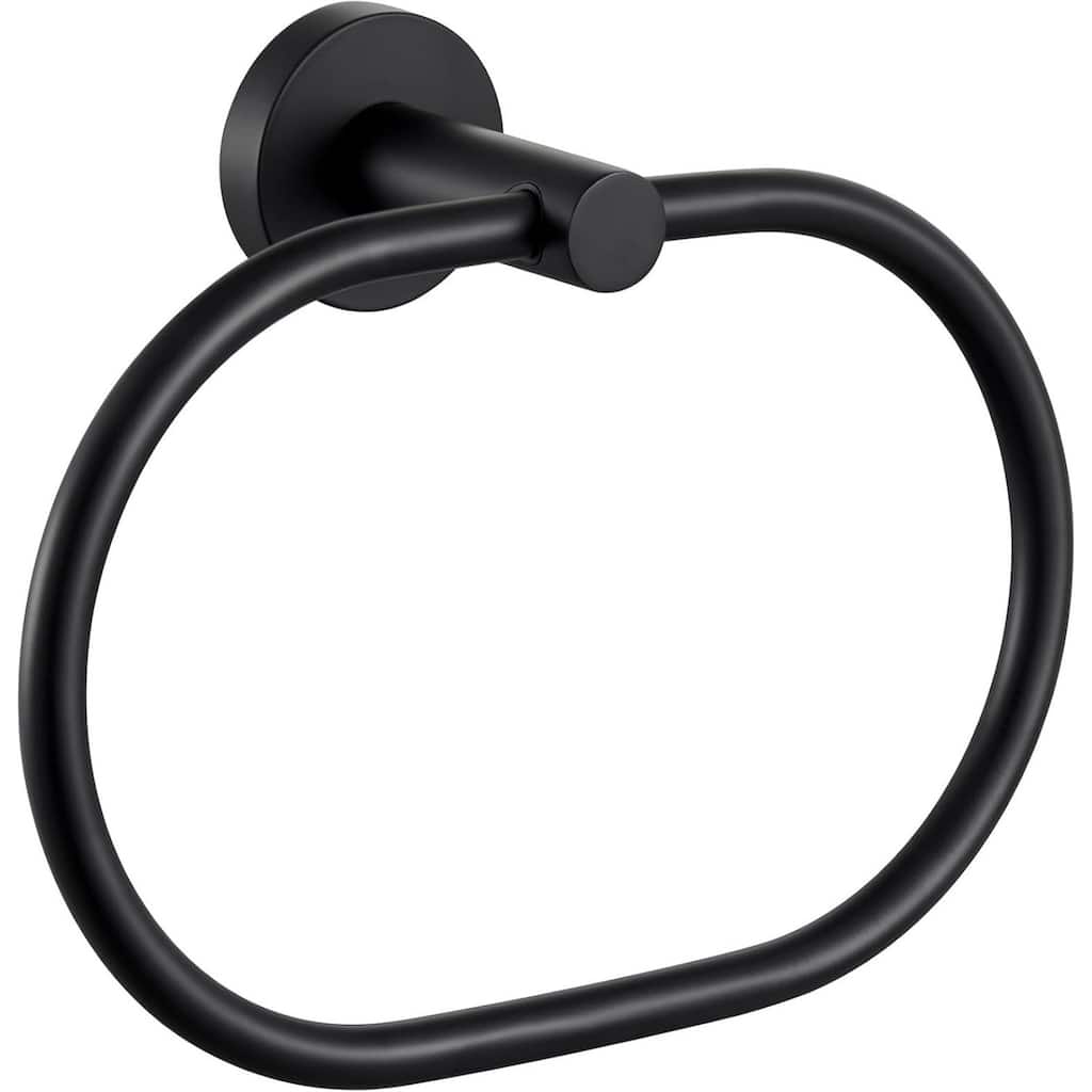 (Matte Black) Angle Simple Towel Ring, 304 Stainless Steel Bathroom Rotating Towel Rack
