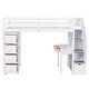 preview thumbnail 7 of 18, Twin size Loft Bed with Storage Drawers ,Desk and Stairs, Wooden Loft Bed with Shelves, No box spring required- White
