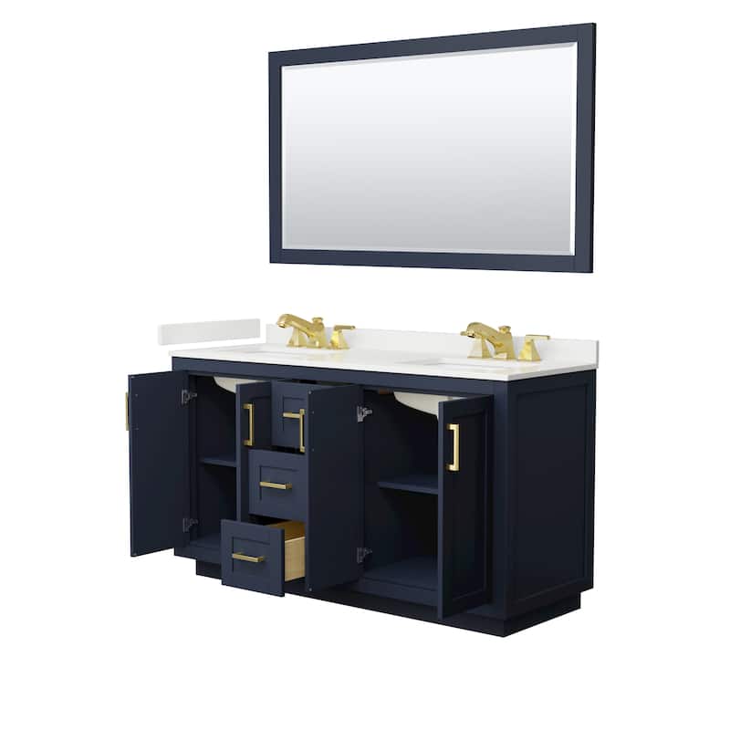 Miranda 60-inch Double Vanity, Quartz Top, 58-inch Mirror