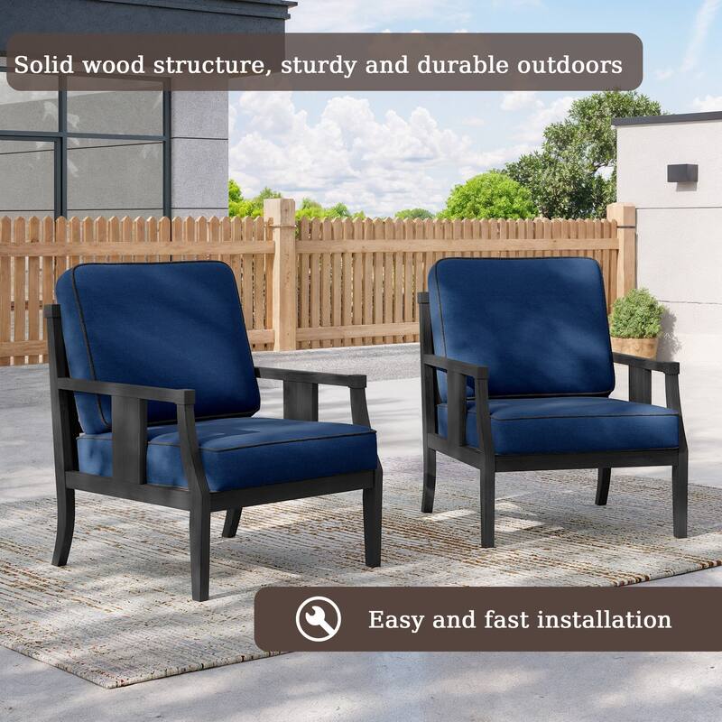 2 Set Outdoor Patio Club Chair with Cushion Patio Arm Lounge Chair
