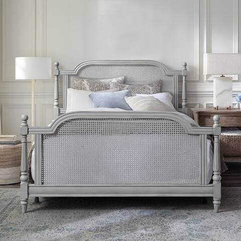 Hillsdale Furniture Melanie French Country Grey Wood and Cane Bed