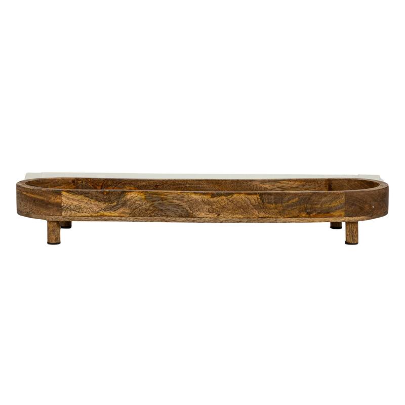 Mango Wood Footed Tray - 21.5"L x 5.8"W x 3.0"H - 21.5"L x 5.8"W x 3.0"H