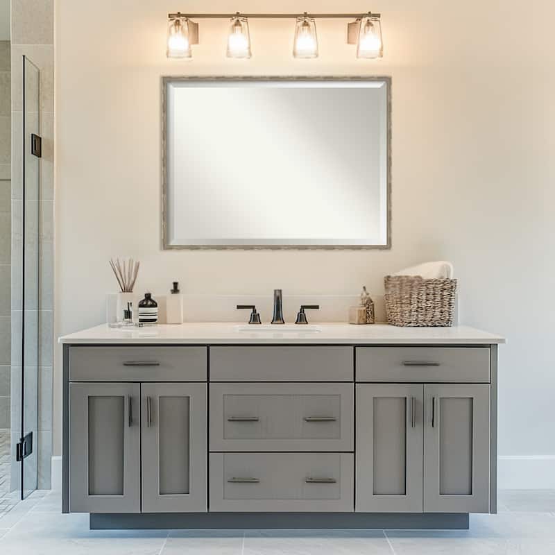 Mila Beveled Wood Framed Bathroom Vanity Wall Mirror