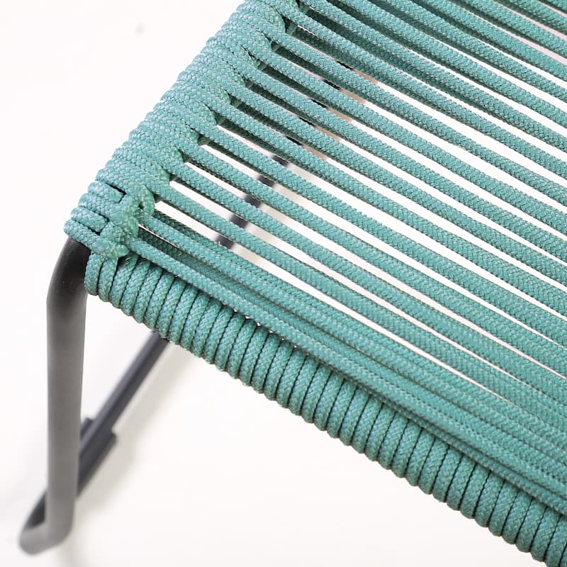 Shasta Black Metal and Rope Indoor Outdoor Patio Counter Height Chairs - Set of 2 - Counter Height