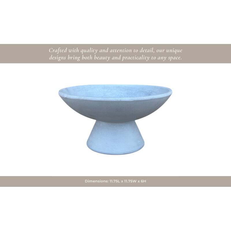 Pottery Terracotta Bowl Pedestal Base Modern Casual Decor - 7" Blue - 11.75" x 11.75" x 6.5"