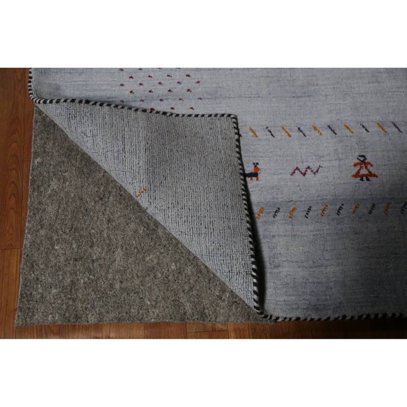 Hand Knotted Oriental 100% Wool Carpet Tribal Tribal Greys & Charcoal Gabbeh Area Rug - 9' 7'' X 8' 2''