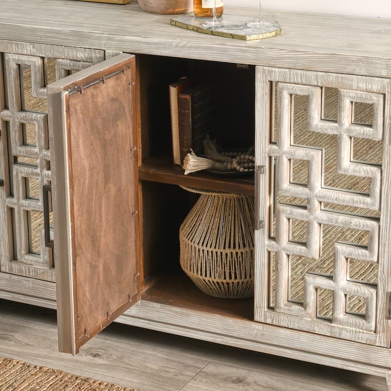 Classic Home Arley 6-Door Ivory Sideboard Buffet - 98Wx18Dx36H
