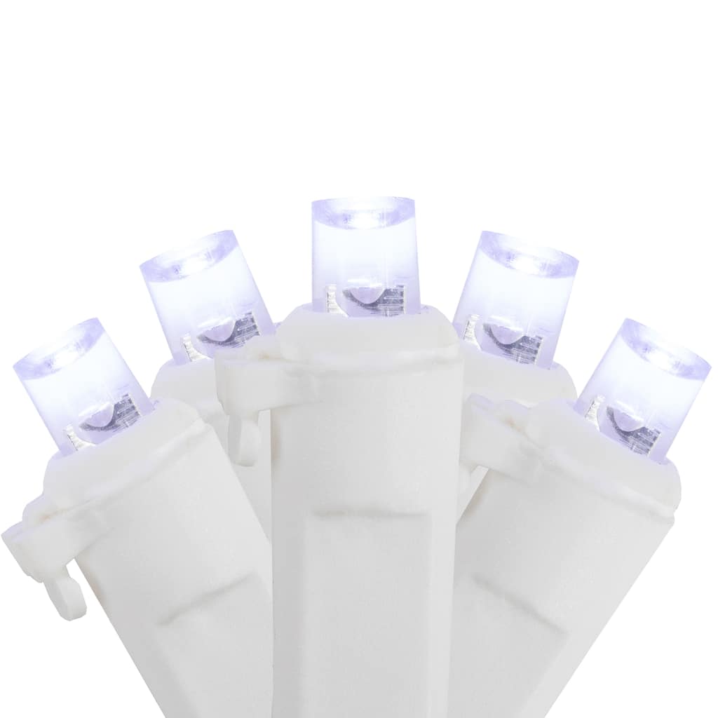 100ct Pure White LED Wide Angle Christmas Icicle Lights - White Wire