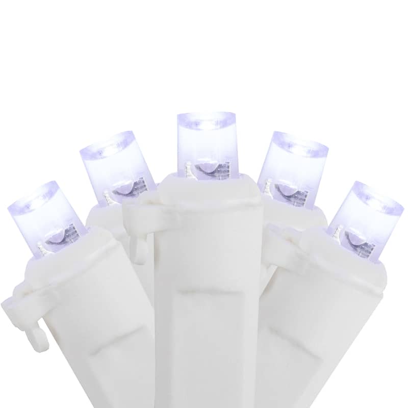 LED Wide Angle Christmas Lights - Pure White - 33' White Wire - 100ct