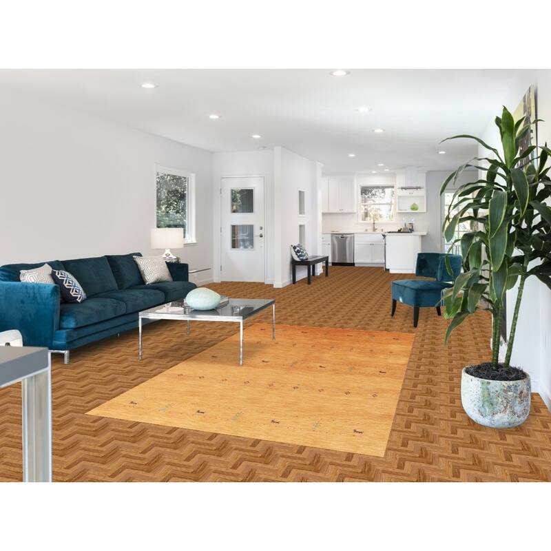 Hand Knotted Oriental 100% Wool Carpet Tribal Animal Pictorial Oranges & Rust Gabbeh Area Rug - 8' 0'' X 4' 10''