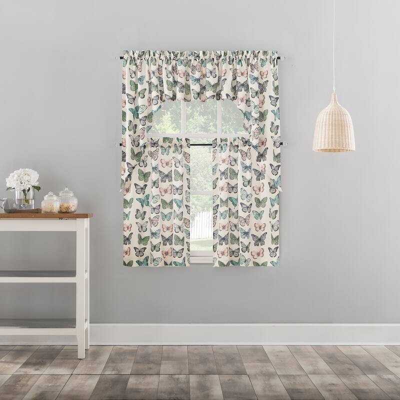 No. 918 Magdalena Crushed Voile Sheer Rod Pocket Kitchen Curtain Tier Pair