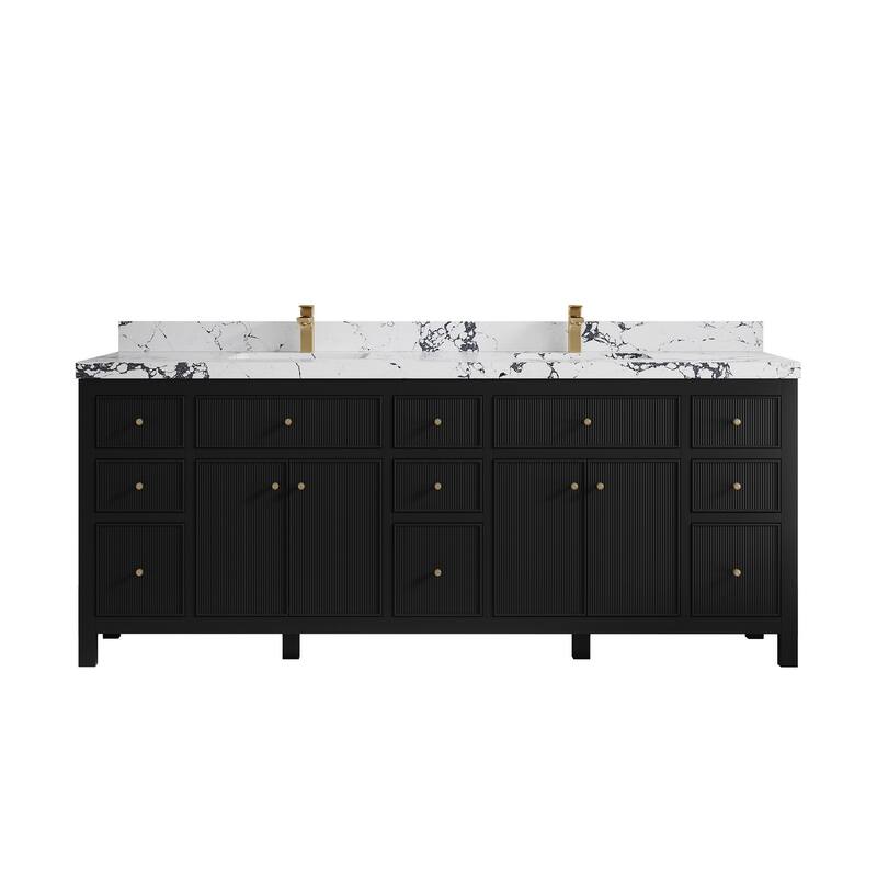 Willow Collections 84 in. W x 22 in. D Sonoma Free Standing Reeded Double Sink Bathroom Vanity with Countertop
