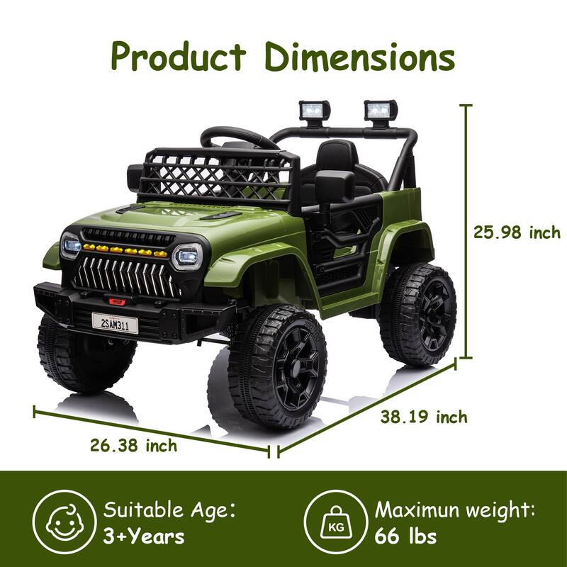 Electric 4 Wheel Vehicle Toy, Truck 12V Kids Ride on Car for Toddlers