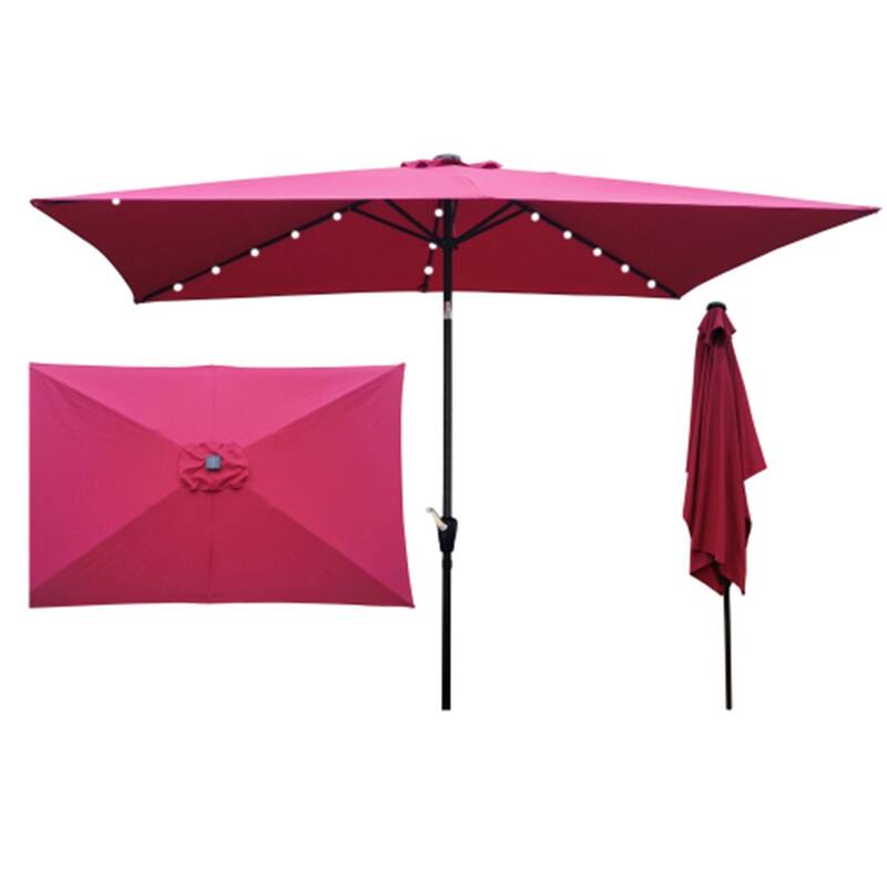 10 x 6.5 Ft Rectangular Patio Solar LED Lighted Outdoor Umbrellas