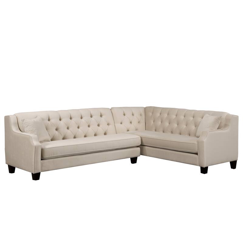 Dawson Cream Button Tufted Fabric Sectional Sofa