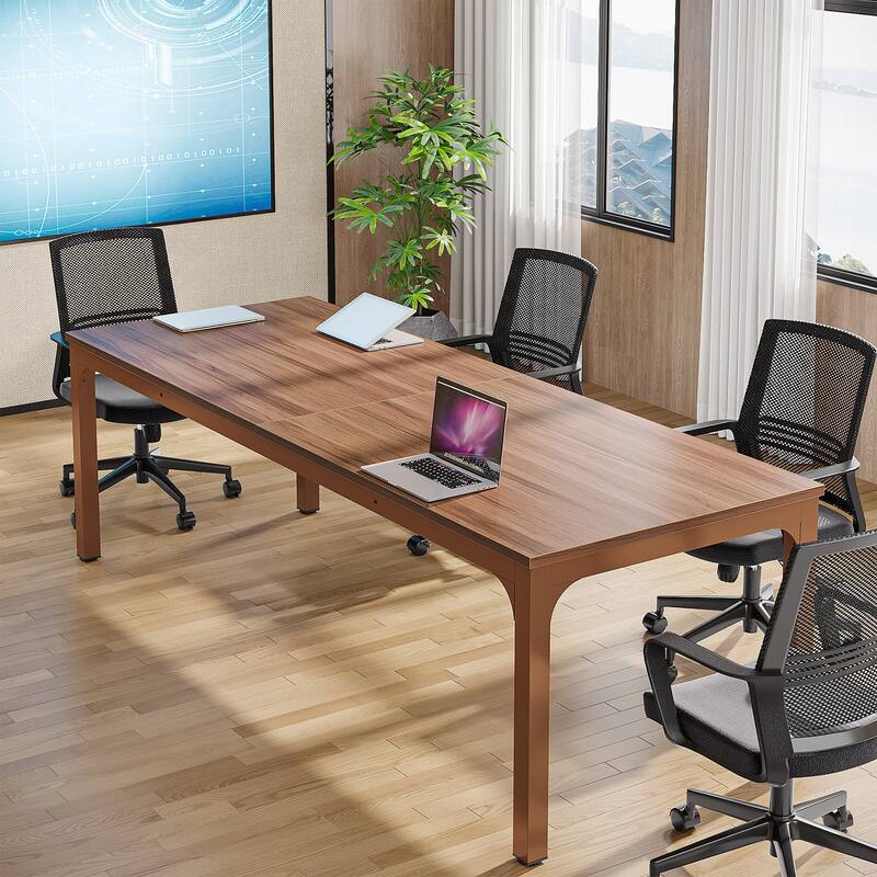 Long Conference Table Set of 4, 13FT Large Rectangle Meeting Seminar Table, 78.74-Inch Business Tables