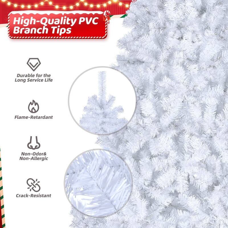 8ft White 670 Lights Warm Color 8 Modes 2008 Branch Christmas Tree - N/A