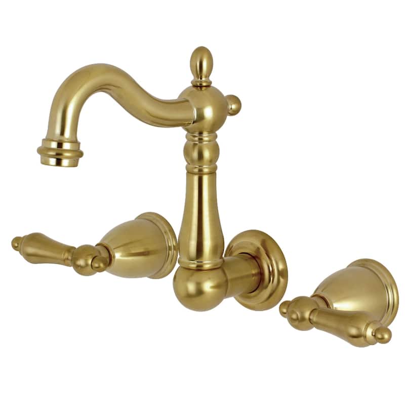 Heritage Two-Handle 3-Hole Wall Mount Bathroom Faucet - Brushed Brass