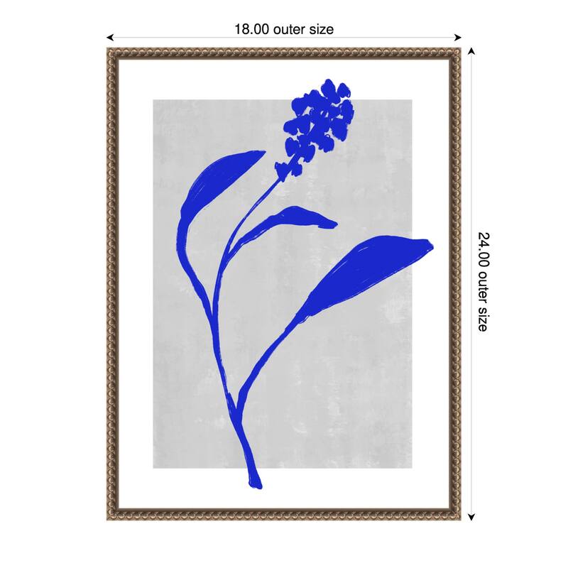 Azure Blossom Silhouette by Treechild Framed Canvas Wall Art Print - Gold