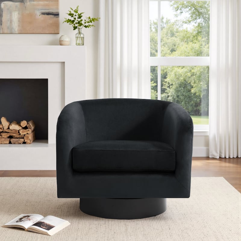 360-Degree Swivel Round Barrel Velvet Armchair Accent Chairs