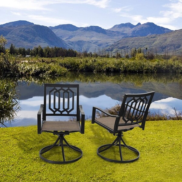 Shop MFSTUDIO 2 Pieces Patio Dining Textilene Metal Swivel ... (600 x 600 Pixel)