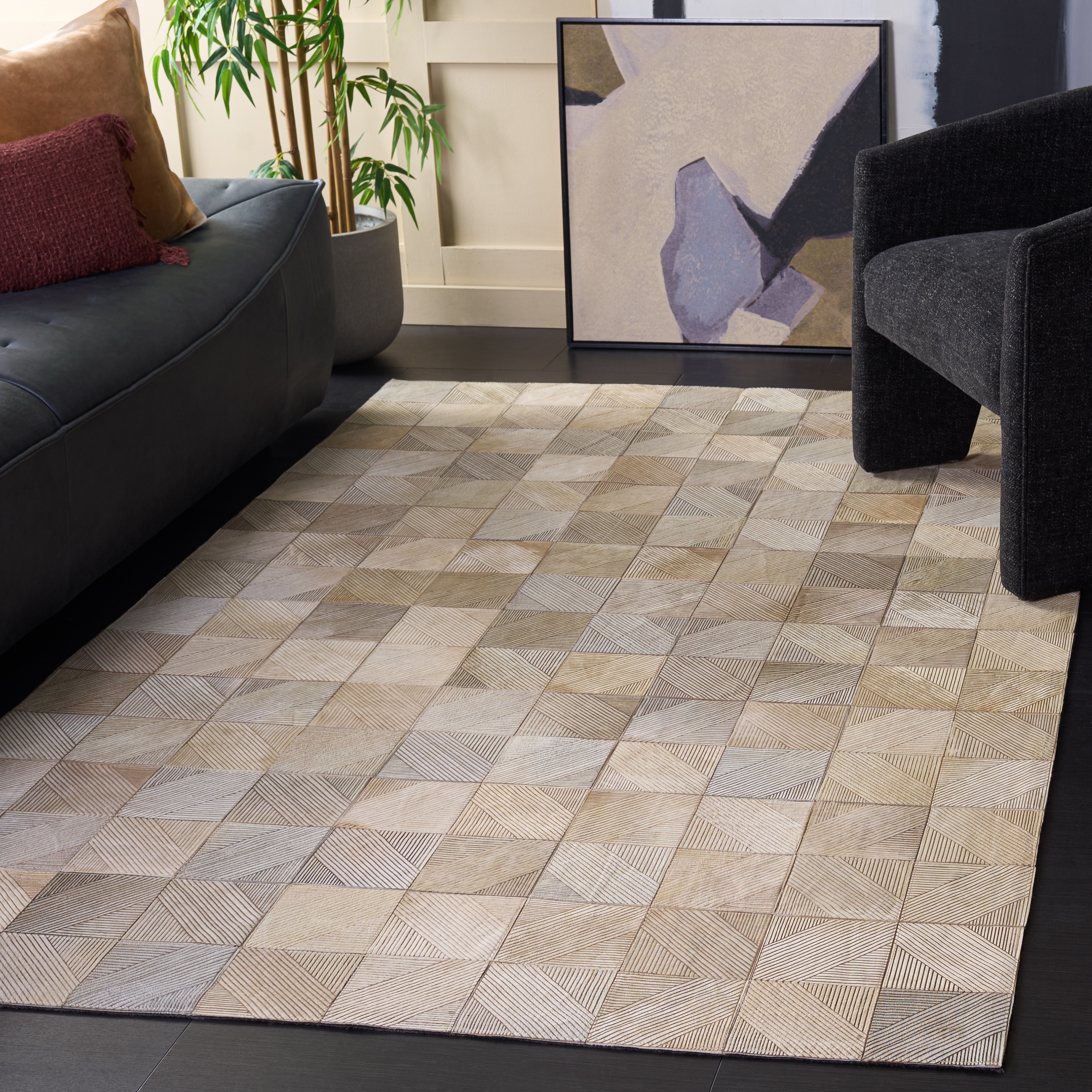 SAFAVIEH Hand-Woven Studio Leather Dionisia Modern & Contemporary Leather Rug