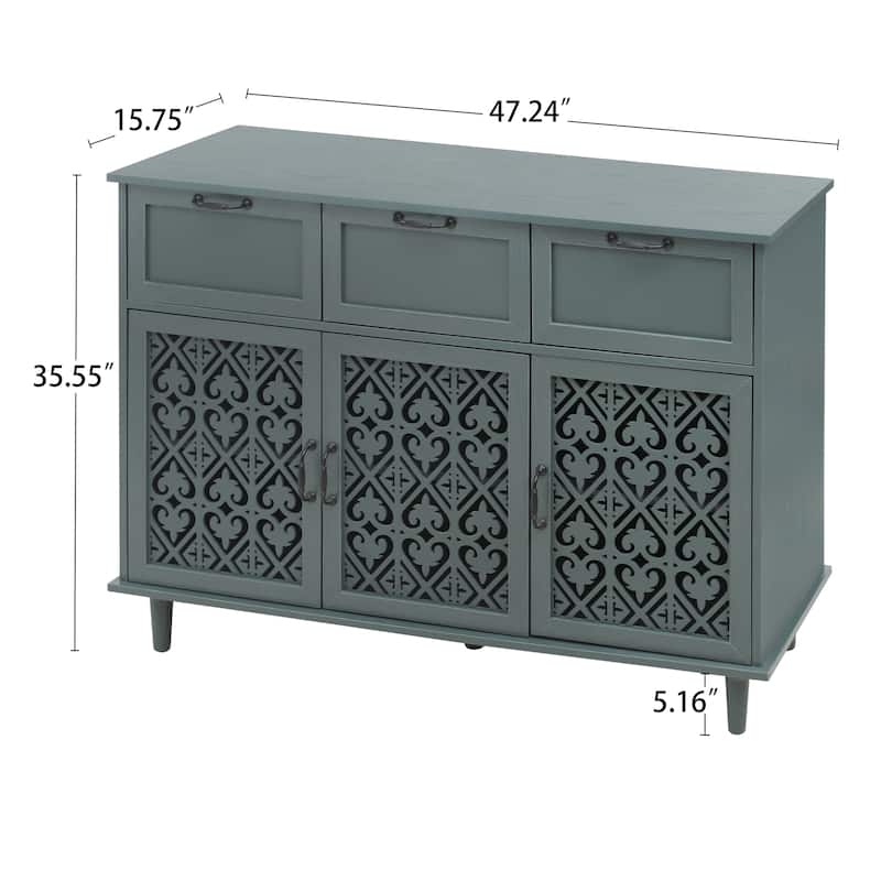 3-door 3-drawer Trellis Cabinet - 15.75 x 47.24 x 35.43