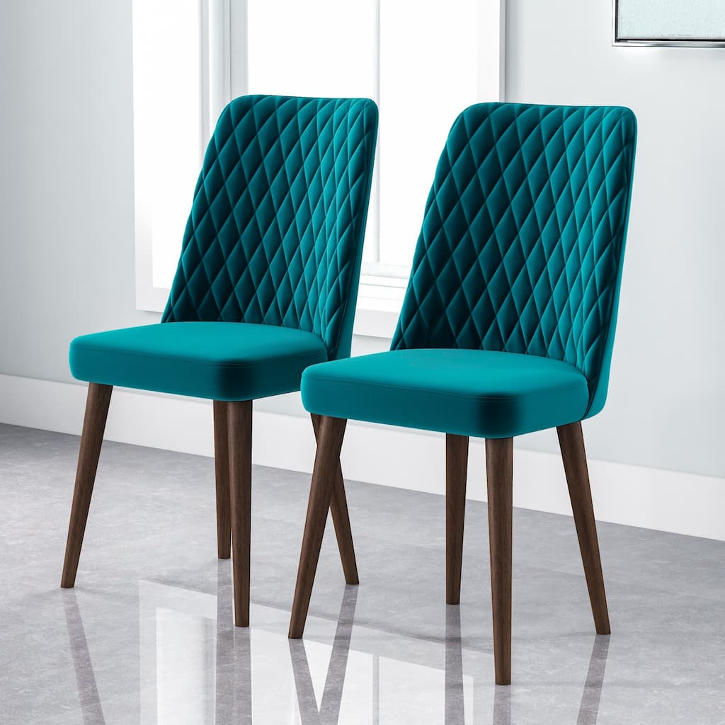 GDFStudio - Katie Mid-Century Modern Velvet Upholstery Dining Chair Set with Solid Wood Structure, Set of 2 - 20"