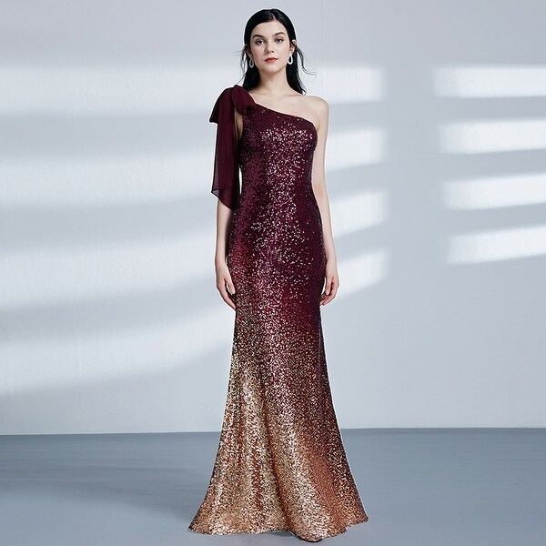 Ever Pretty Womens Fashion One Shoulder Long Sequin Mermaid Style Evening Dresses 07336