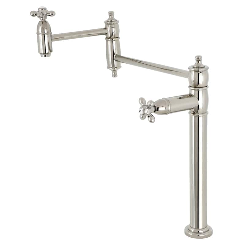 Kingston Brass Restoration Two-Handle 1-Hole Deck Mount Pot Filler Faucet - Polished Nickel