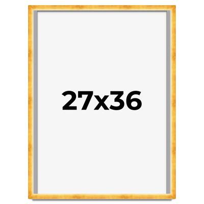 27x36 Shadow Box Frame Gold | 1.625 Inches Deep Real Wood Traditional
