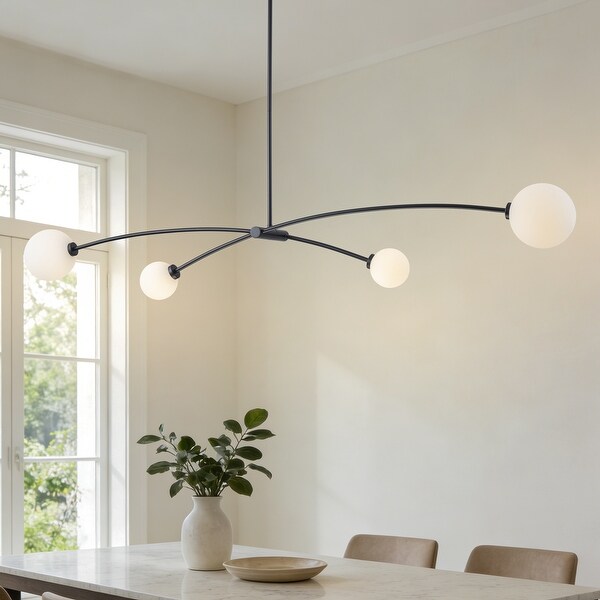 Starsky 4-Light Linear Pendant Light with Modern Milky White Glass