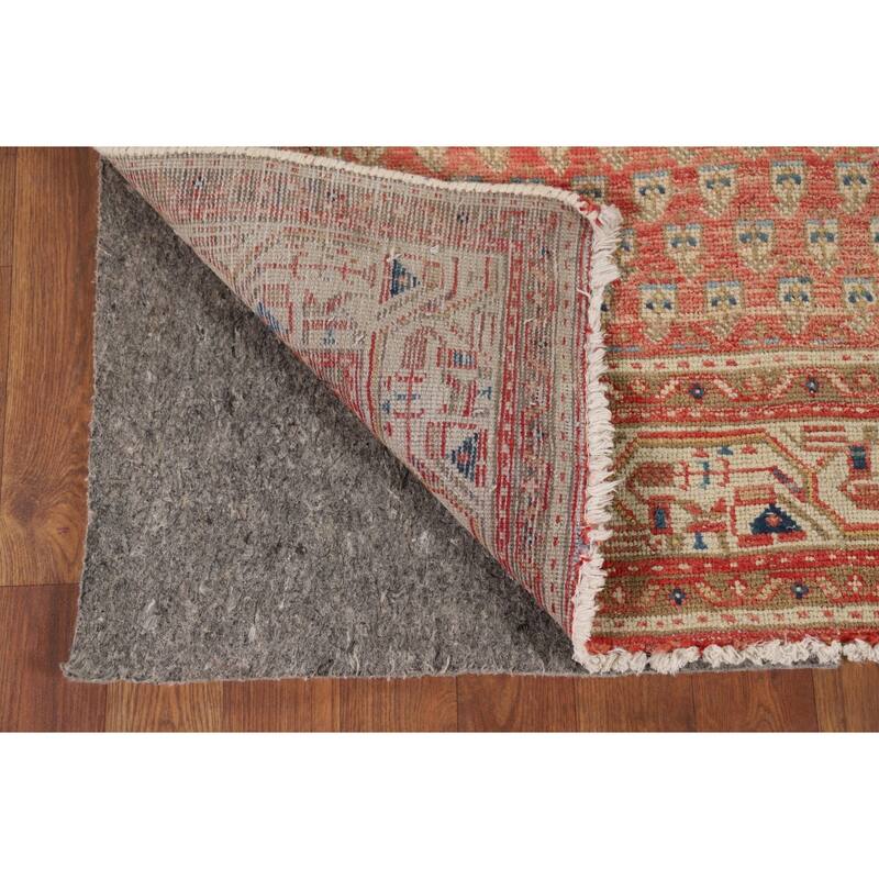 Geometric Botemir Persian Vintage Runner Rug Handmade Wool Carpet - 3'6" x 10'2"