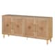 Carved Floral Door Large Storage Cabinet with Metal Handle for Living Room, Kitchen, Entryway