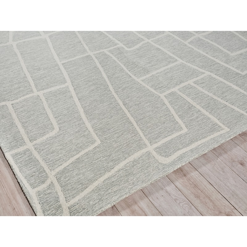 Exquisite Rugs Tangiers Handmade Hand-tufted New Zealand Wool on Canvas Blue/Ivory Area Rug
